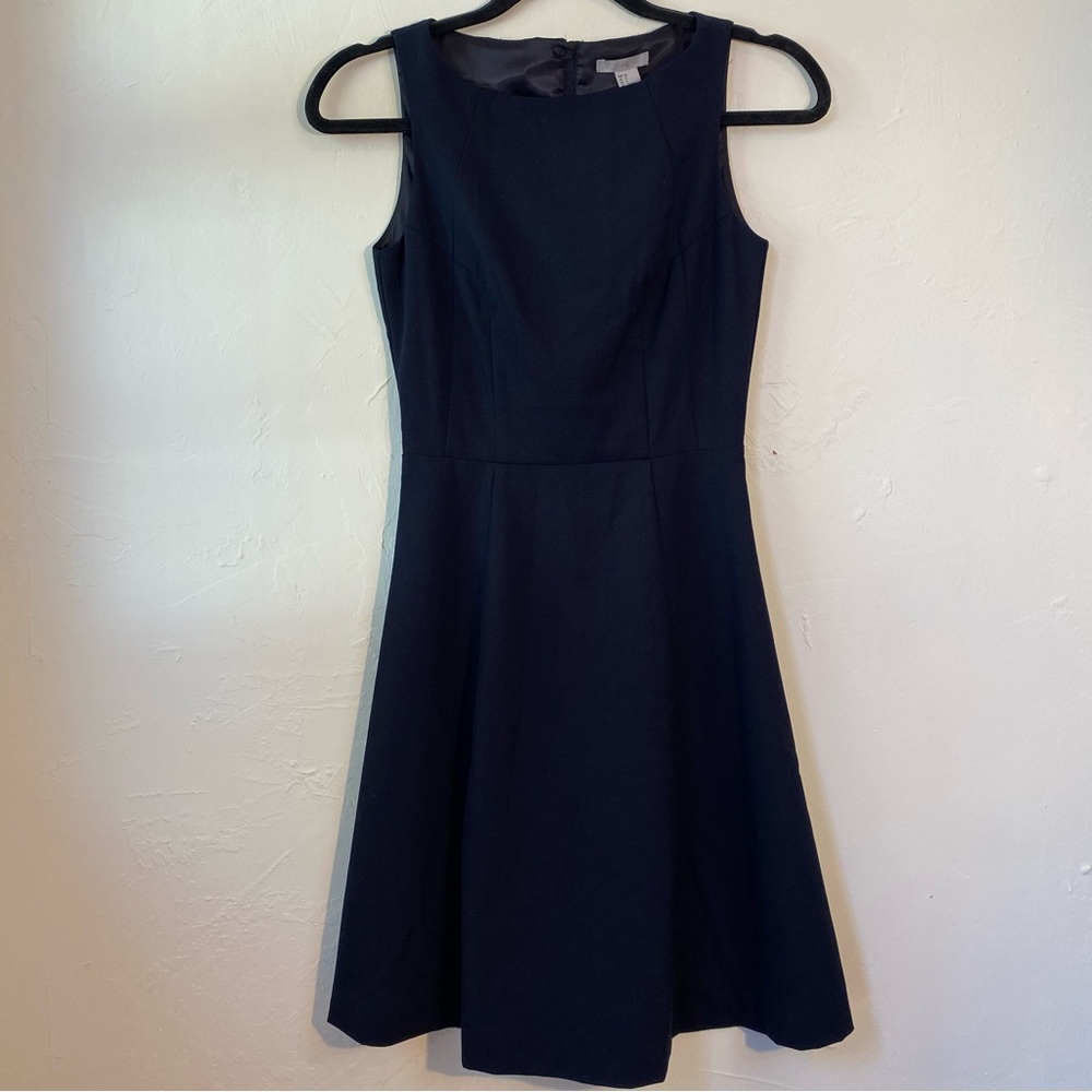H&M Blue Sleeveless A-Line Mini Dress Boat Neck Size 2